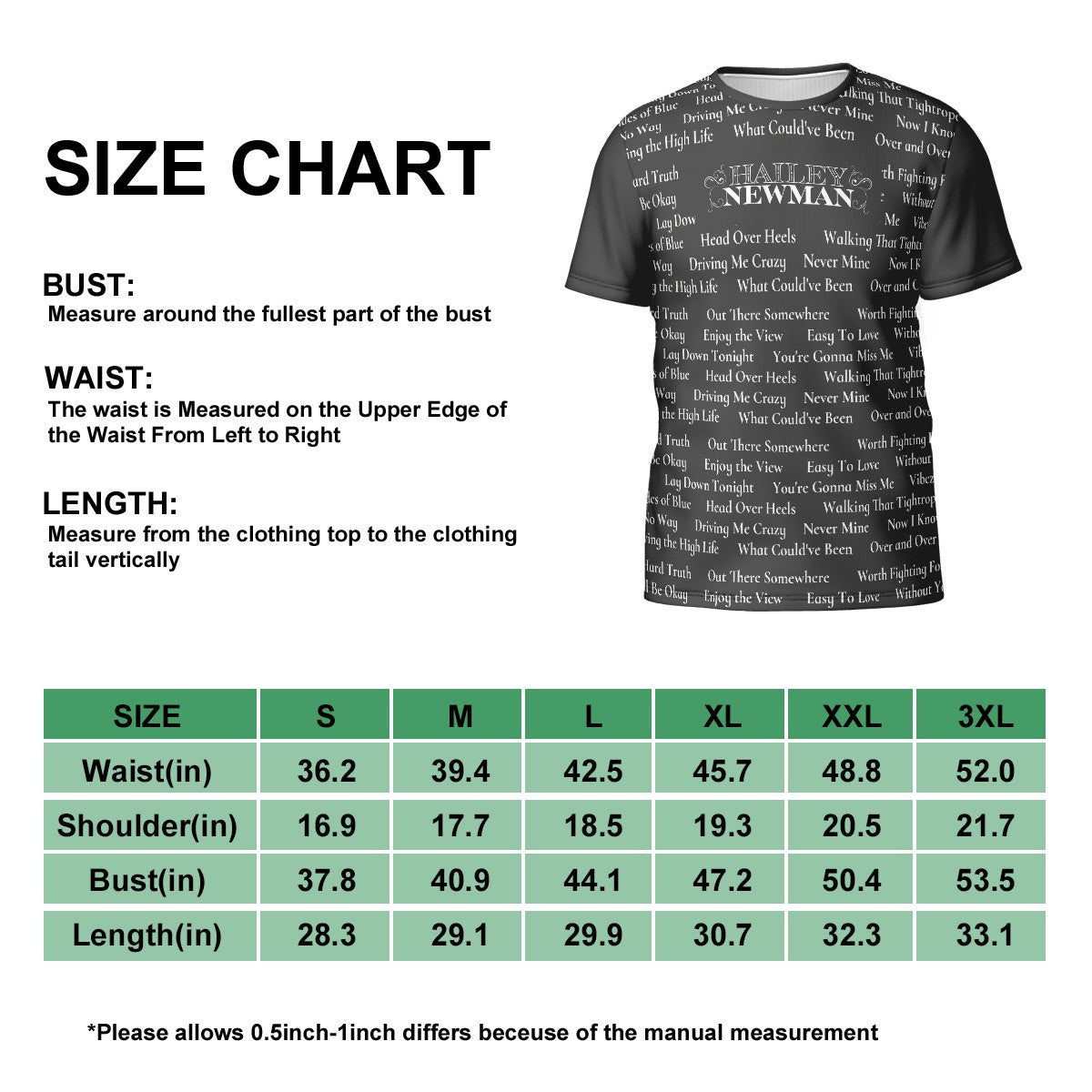 Unisex | Hailey Newman (Songs) | T-Shirt (Front&Back Print)