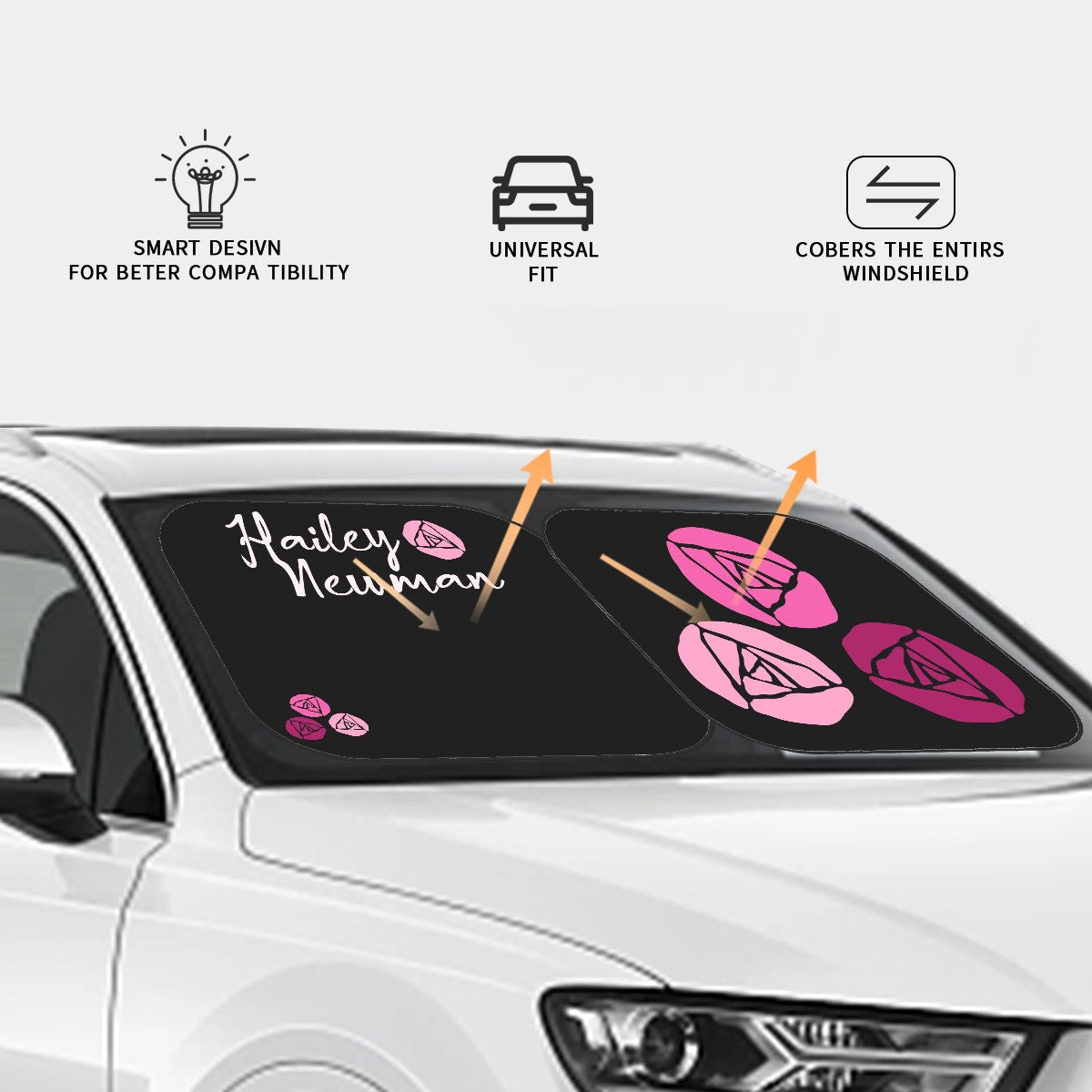 Hailey Newman | Foldable Front Windshield Sun Shade 2 pcs