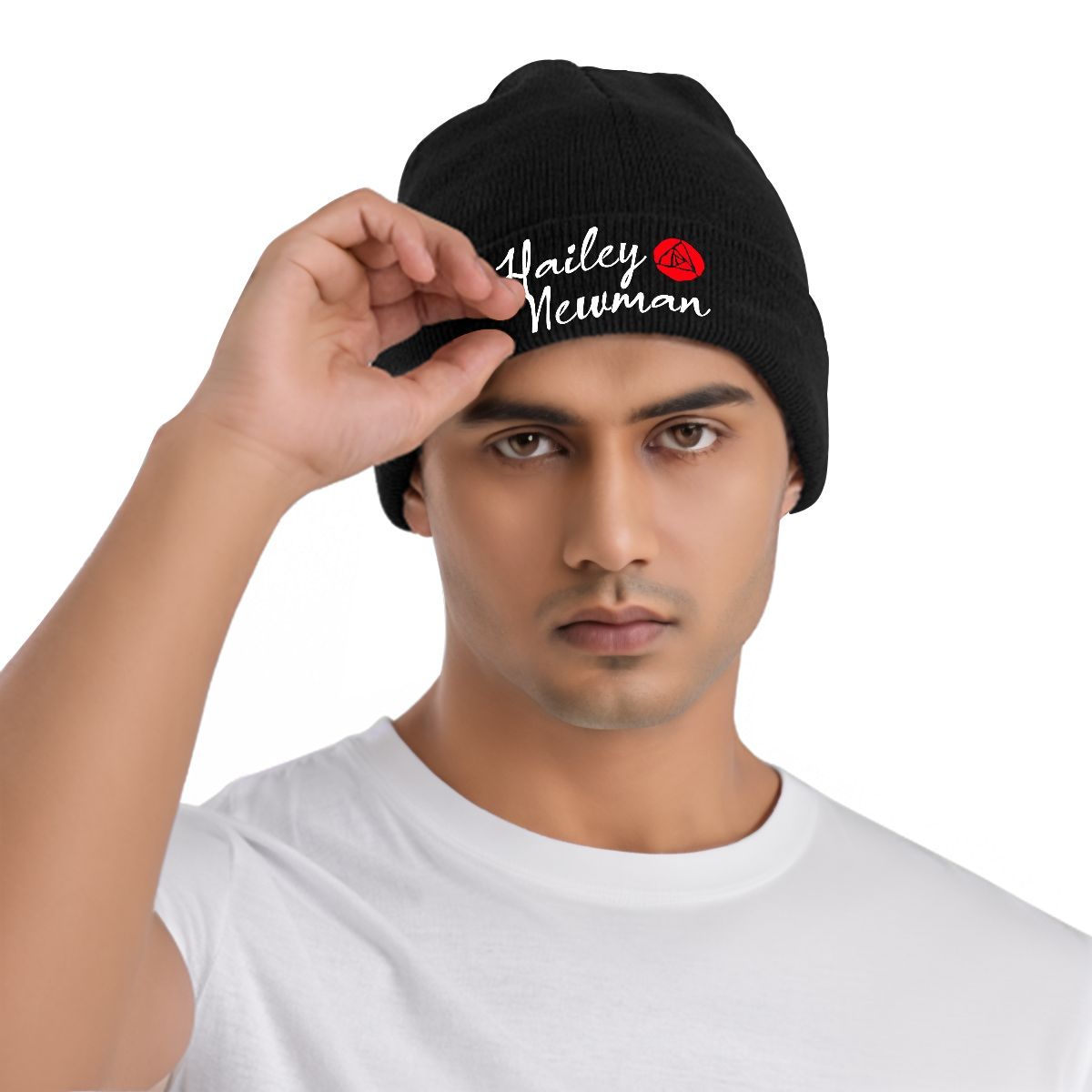 Knit Hat with Heat Transfer Patch