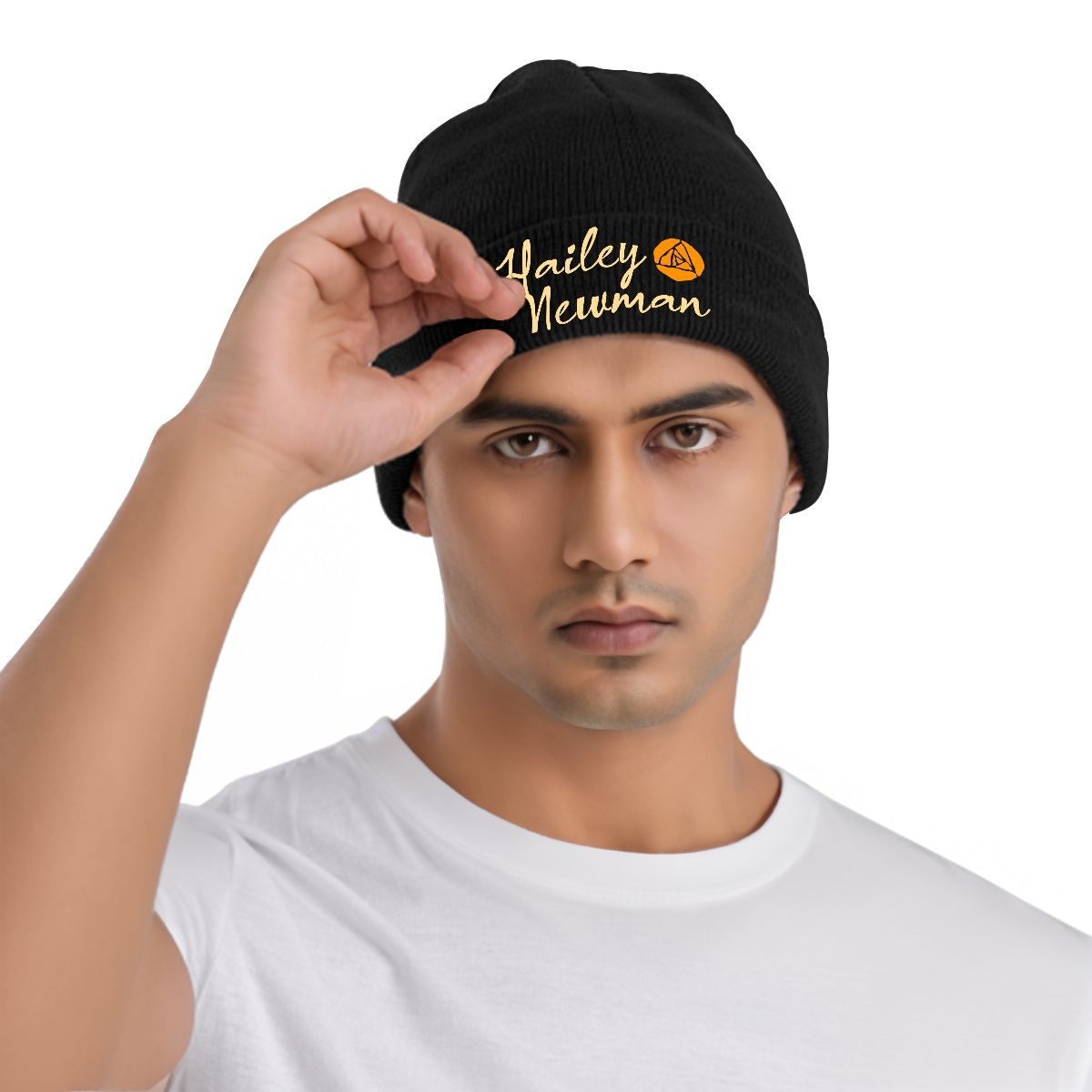 Knit Hat with Heat Transfer Patch